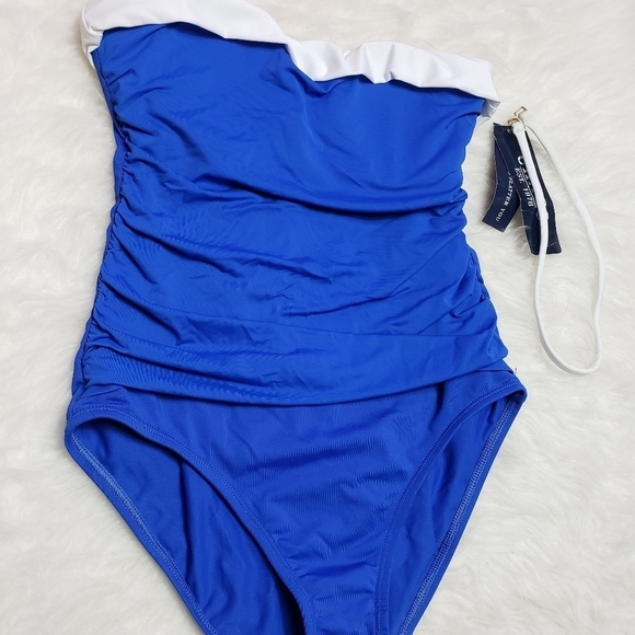 New chaps blue, halter slimming fit one piece bathing suit womens size 6 - Picture 3 of 7